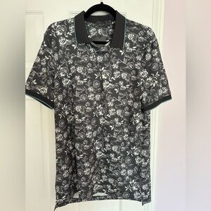 G/FORE Black and White Floral Polo Shirt